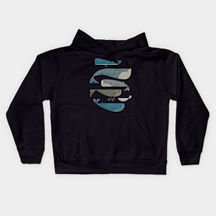 Retro Whale Pod Kids Hoodie